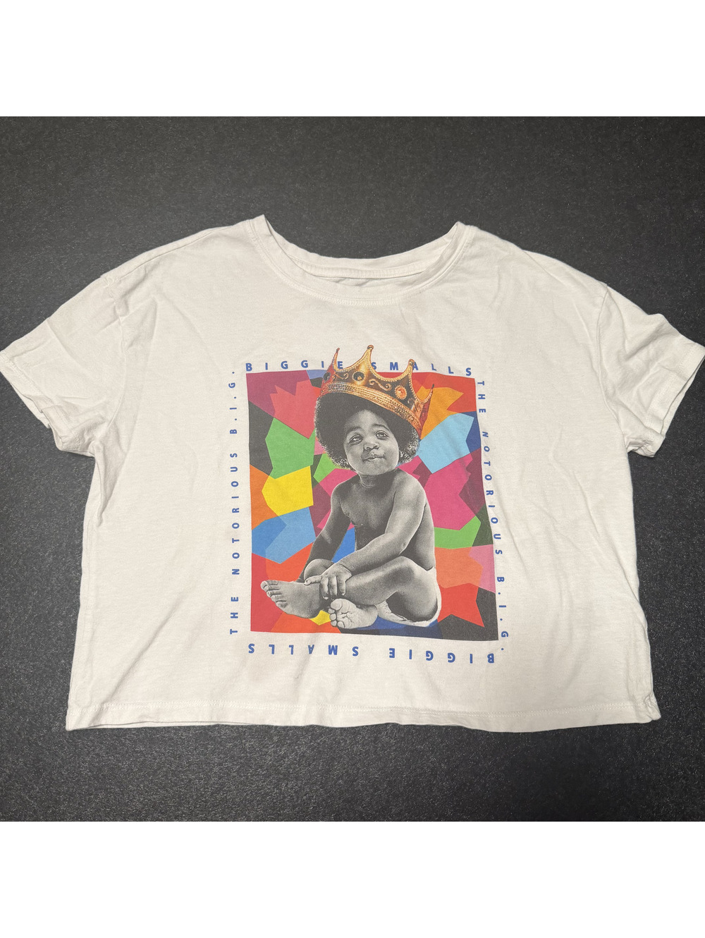 The Notorious BIG King Crop Top Shirt Women XS White Biggie Smalls Crown Graphic